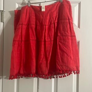 NWT Talbots Red Fringe Hem Skirt Size 20WP